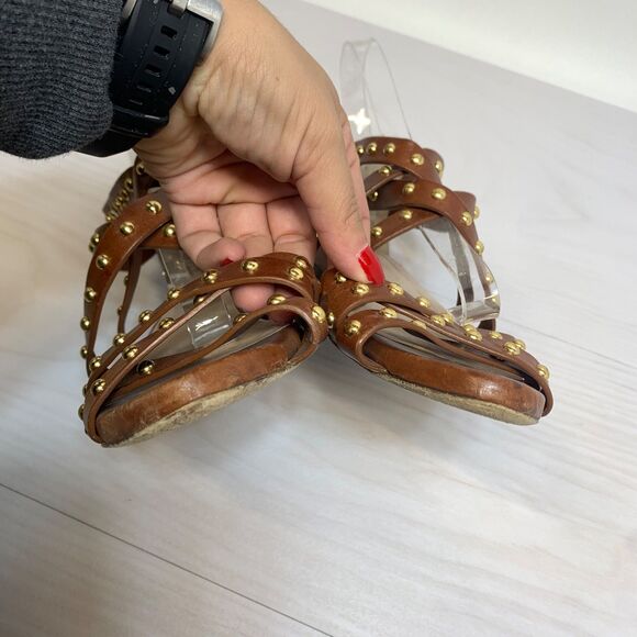 Loaffler Randall Gladiator Sandals Womens Size 10 Brown Studded Strappy - Picture 5 of 10